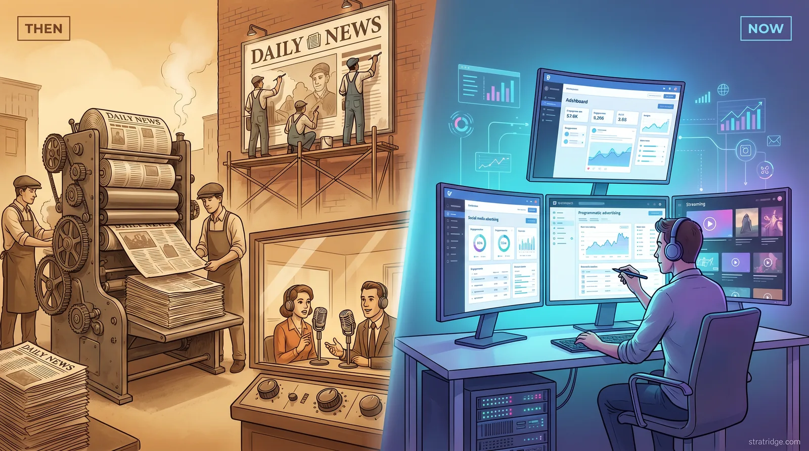 Then & Now — The Evolution of Advertising Channels: From print and broadcast to programmatic and streaming