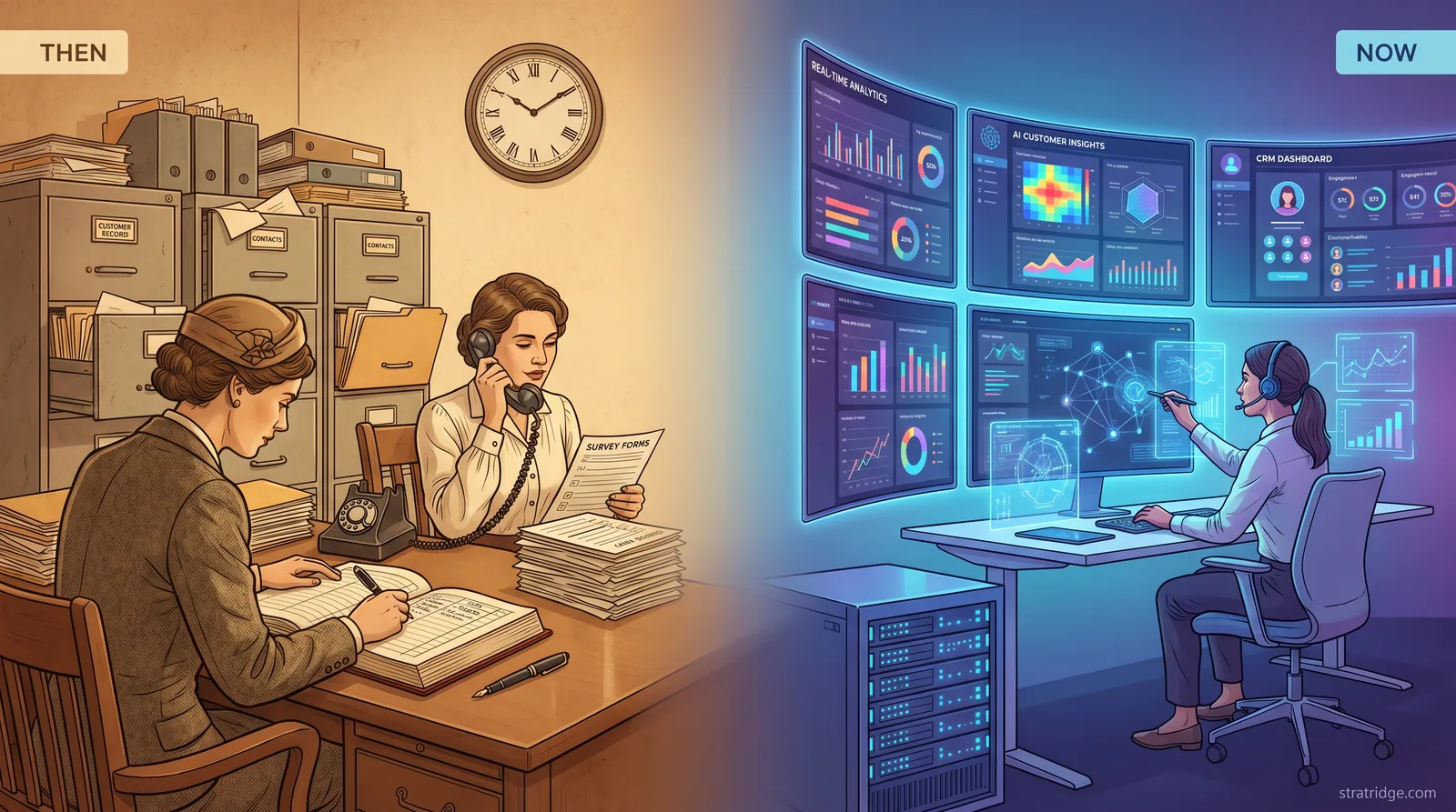 Then & Now — The Transformation of Customer Data: From paper records to real-time AI-driven intelligence